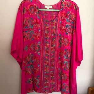 Umgee Fushia Embroidered Tunic 1X/ 2X
